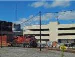 Emerging from the depot at restricted speed - intermodal 198 will take 8 minutes to clear